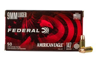 Federal American Eagle 9mm Luger 147Gr FMJ Ammo - Box of 50